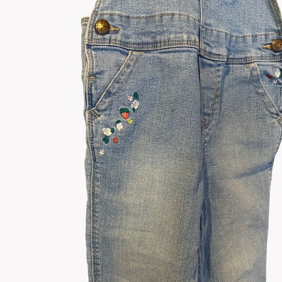 Oshkosh B'gosh Girls Light Wash Floral Embroidered Denim Overalls 4T Western - Picture 5 of 6